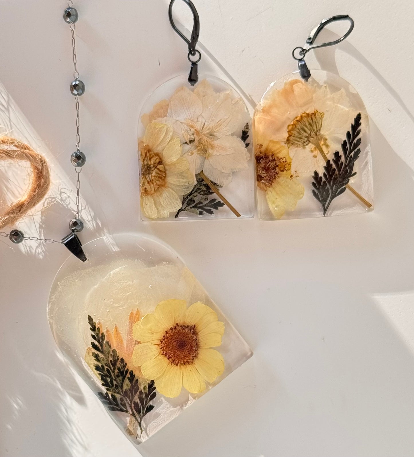 Handcrafted Resin Necklace and Earring Set