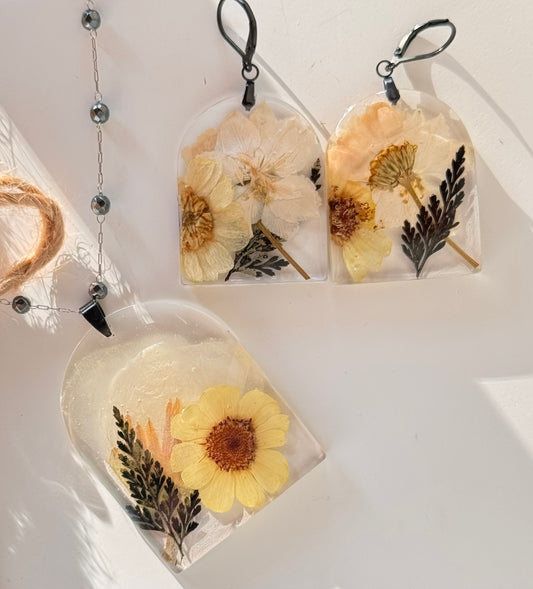 Handcrafted Resin Necklace and Earring Set