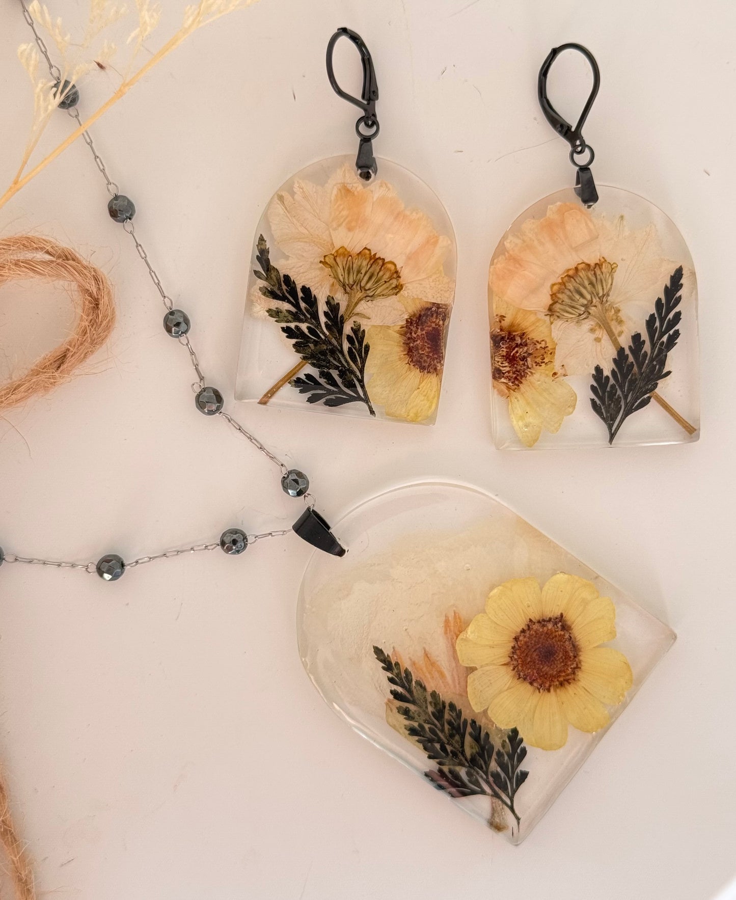 Handcrafted Resin Necklace and Earring Set