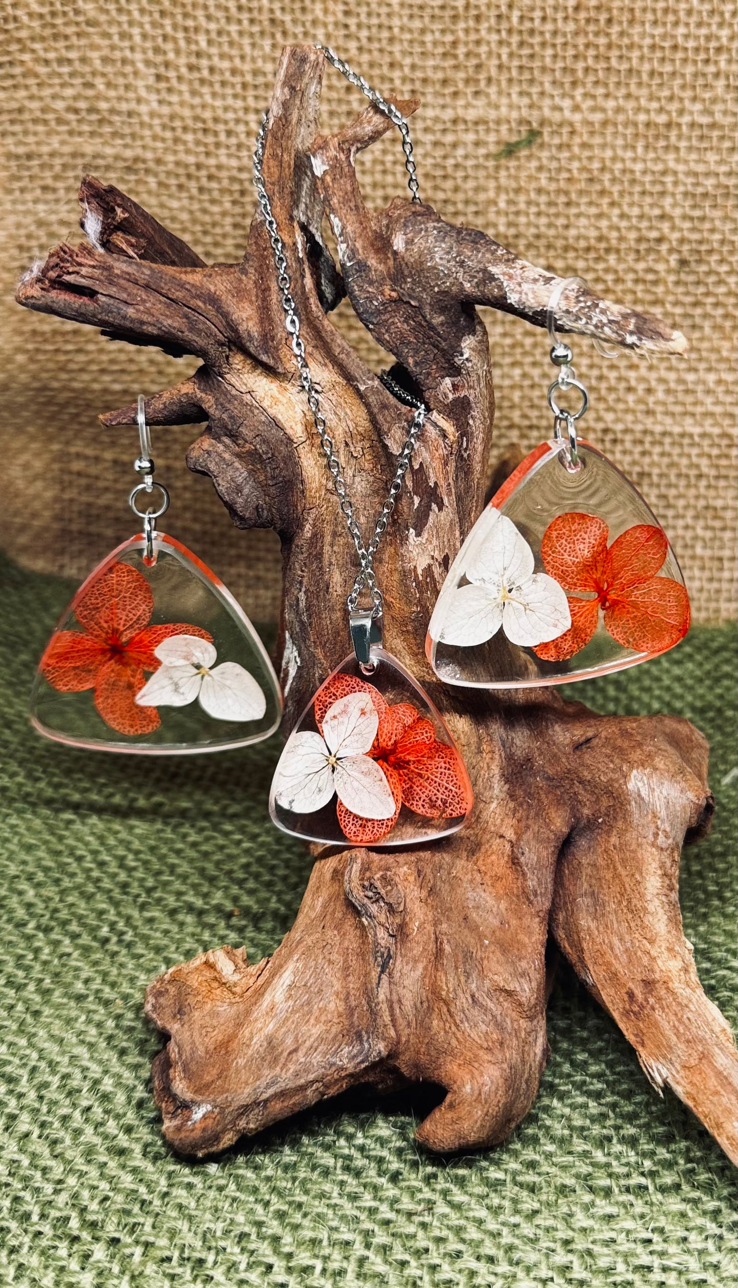 Orange-White Pressed Flower Set