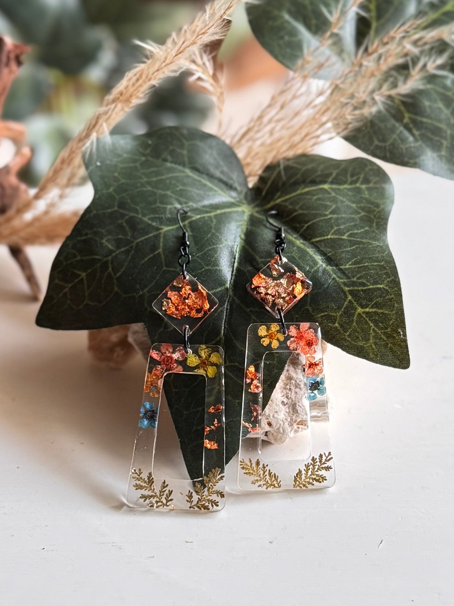 Colorful Resin Rectangle Earrings