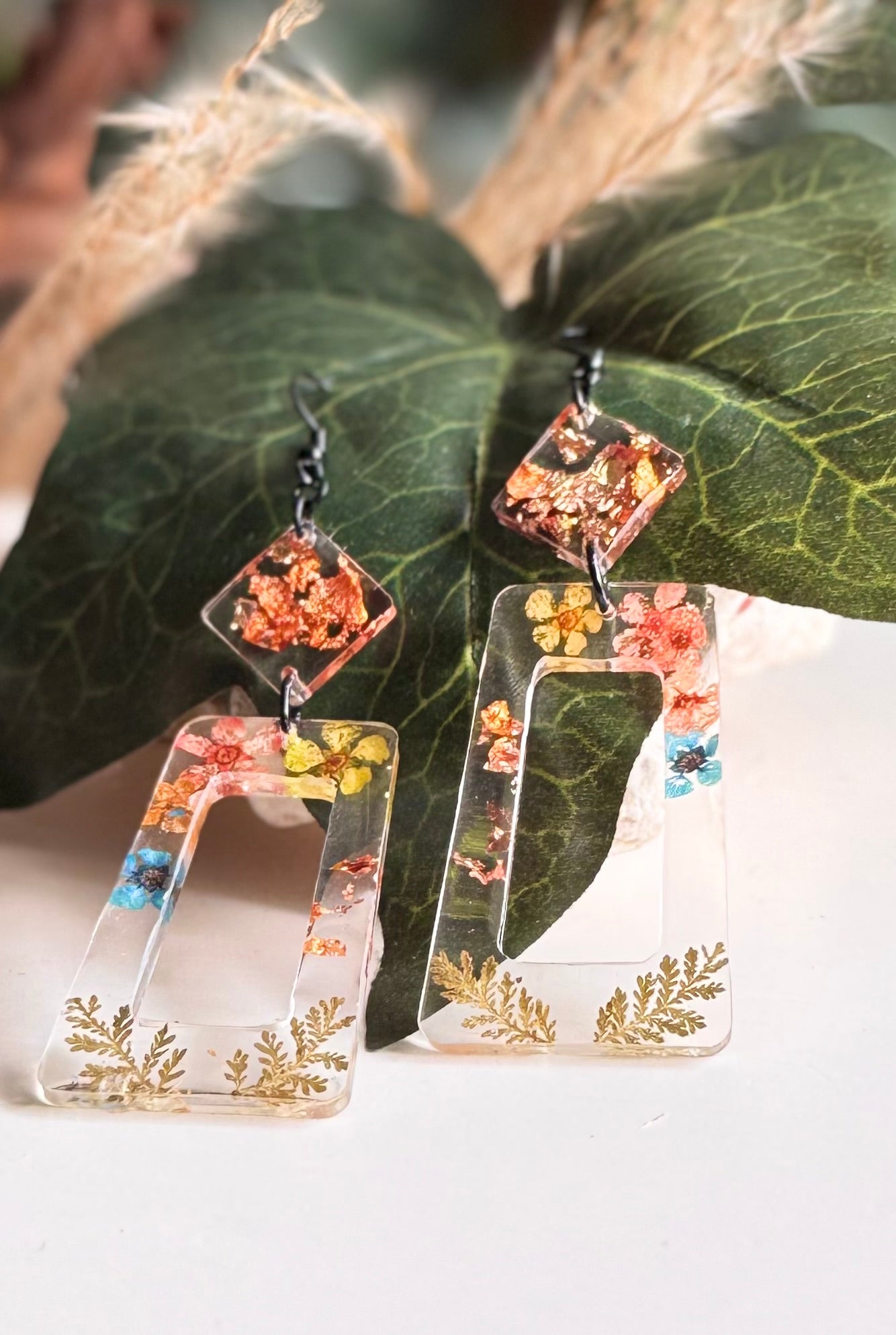 Colorful Resin Rectangle Earrings