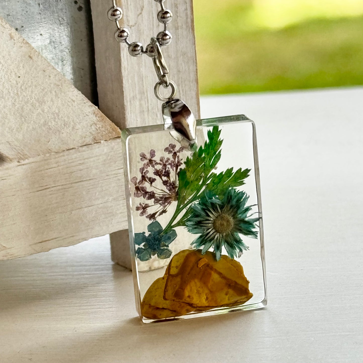 Blue and Pink Flower pendant