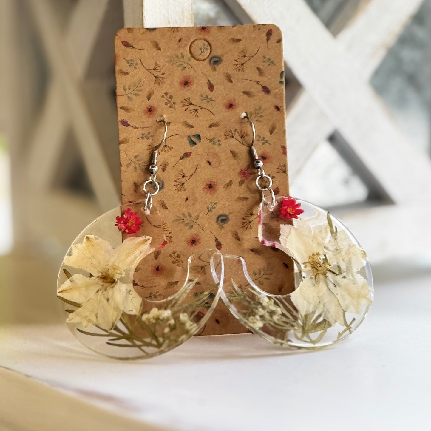 Creamy-White Flower Earrings