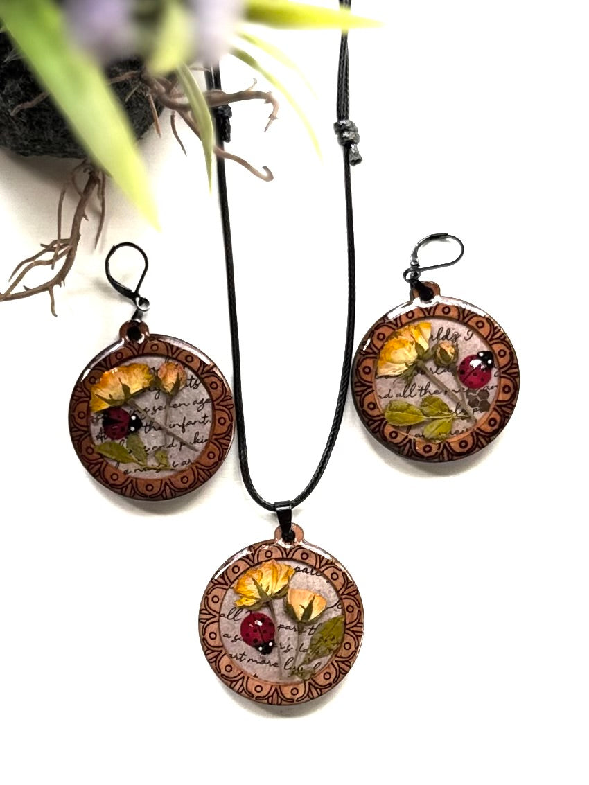 Bohemian Yellow Flowers-Ladybug Set