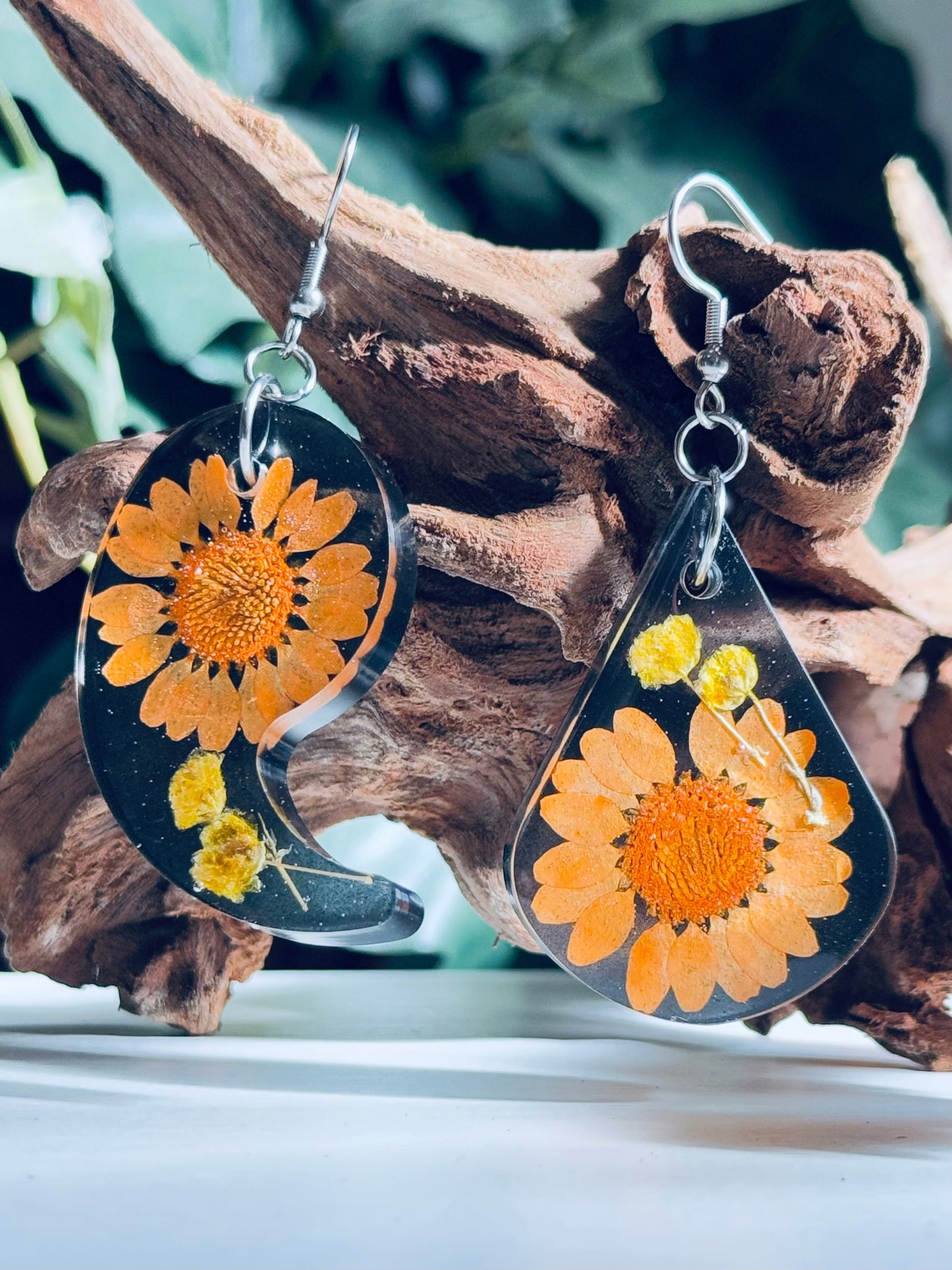 Orange Daisy Earrings